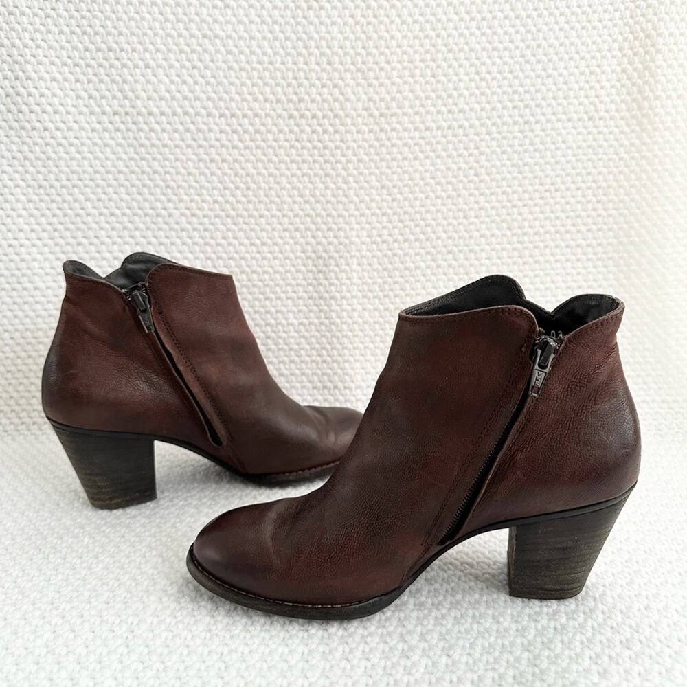 Paul Green Brown Leather Aubrey Double Zip Heeled Ankle Boots 4 UK 6 US - Picture 6 of 11